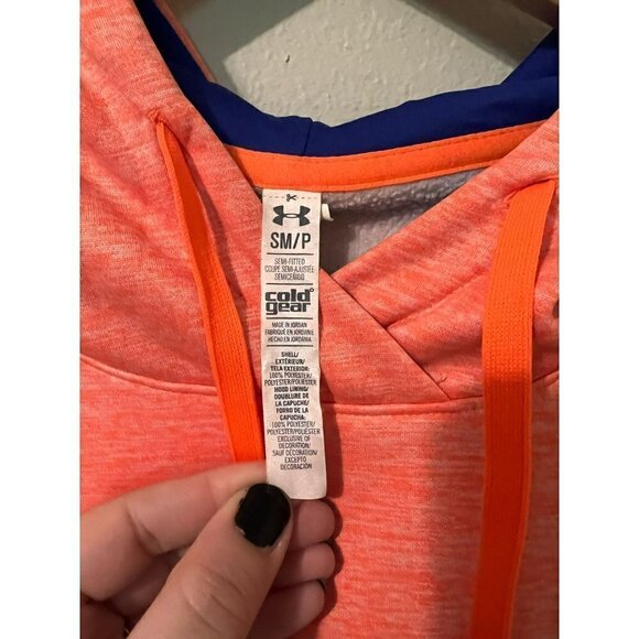Women's Under Armour Orange Cold Gear Hoodie Size S [EXCELLENT] - Picture 3 of 5